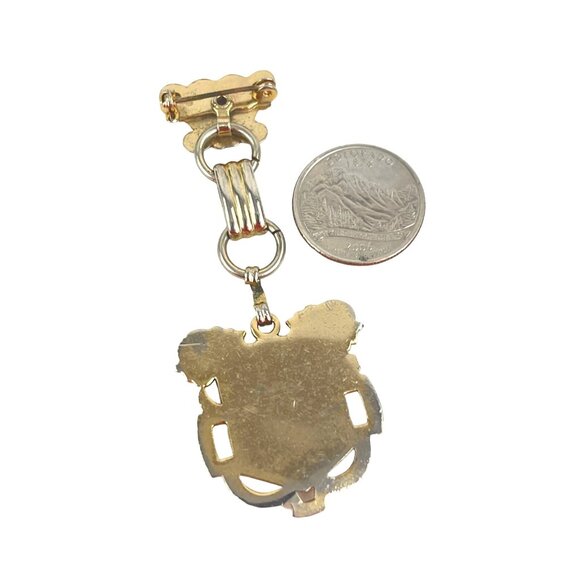 Vintage Via Crucis Via Lucis Red Blue Enamel Gold Tone Catholic Brooch Pin Vinta - Picture 7 of 7